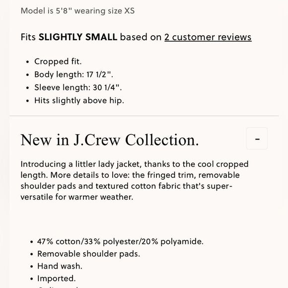 NWT J CREW Collection cropped lady jacket in textured cotton - Picture 9 of 9